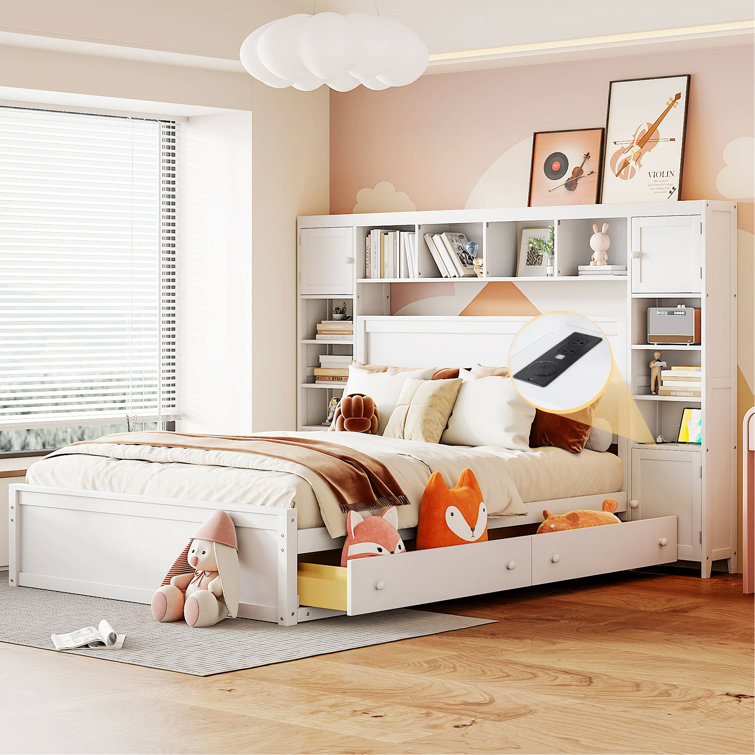 Rosdorf Park Hubsher 4 Drawers Bookcase Platform Bed with Outlets Reviews Wayfair